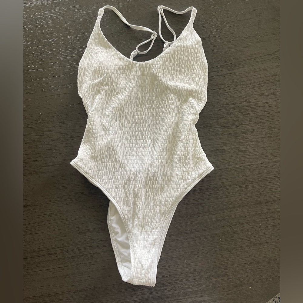 Aerie one-piece white bathing suit with scoop back